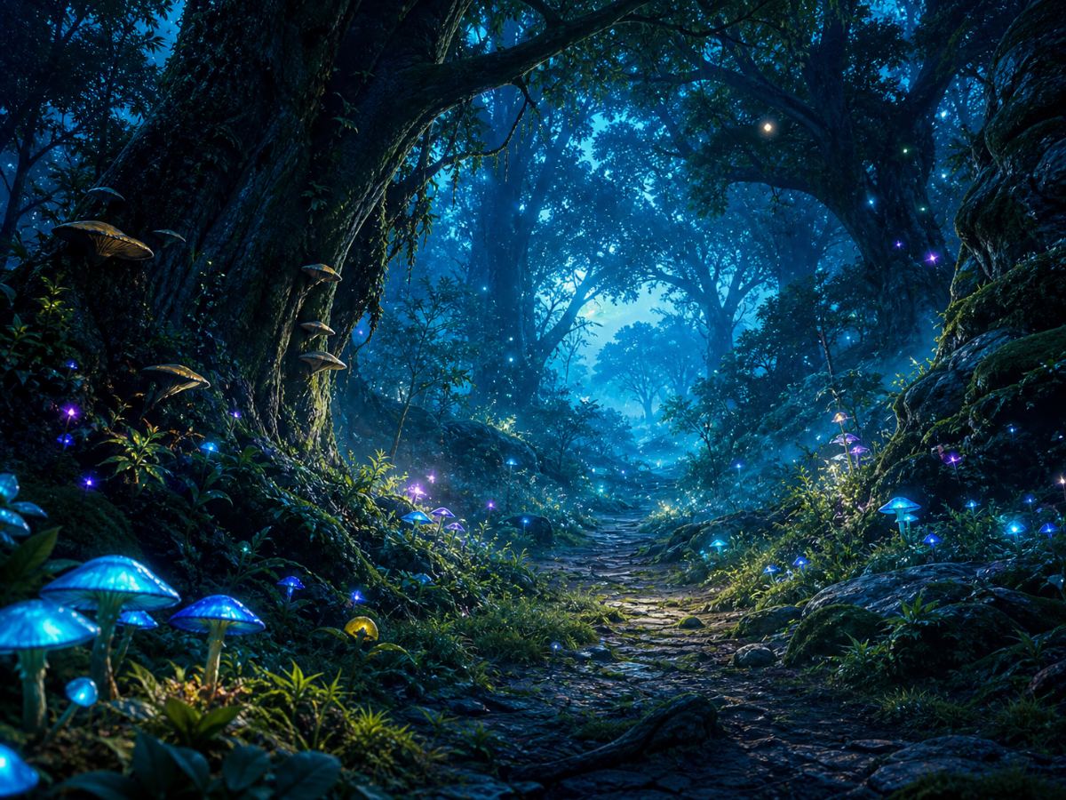Enchanted forest at twilight