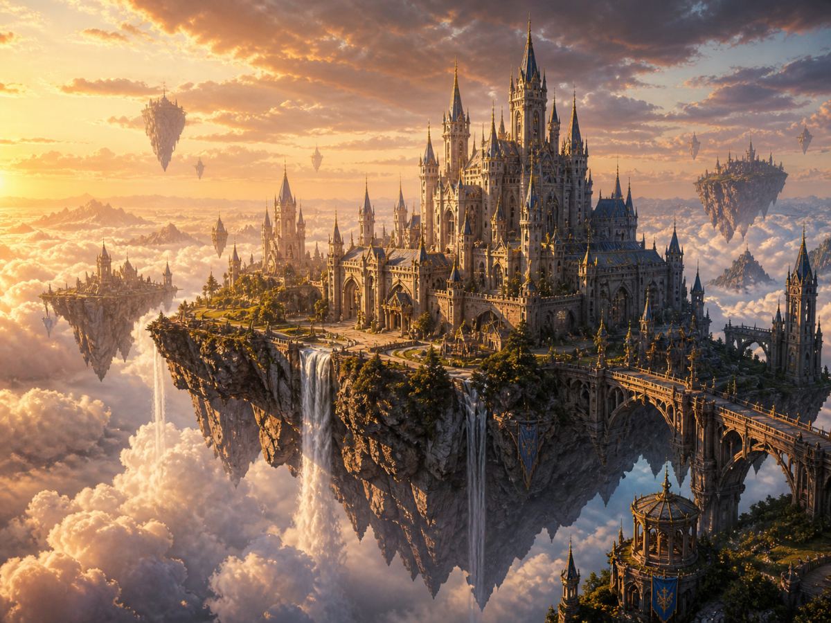 Floating castle in the clouds