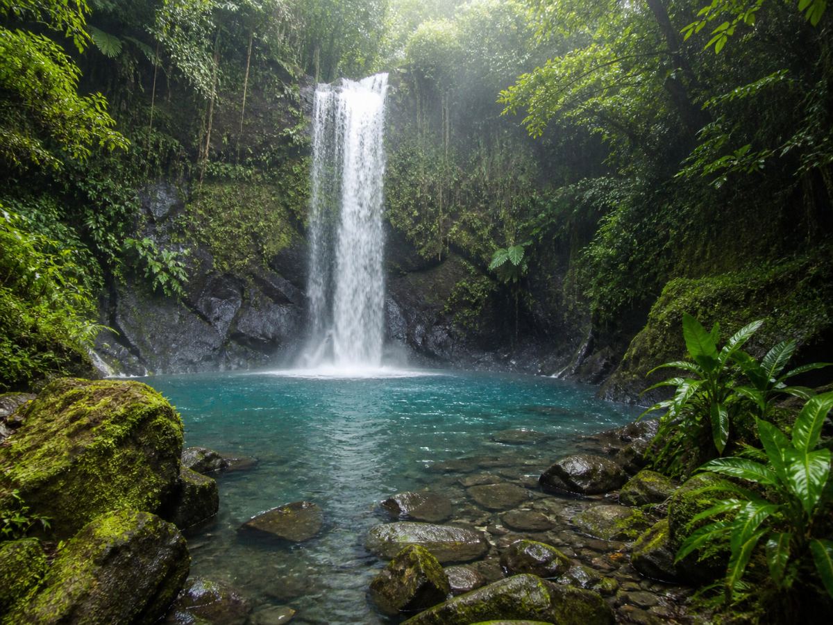 Hidden jungle waterfall